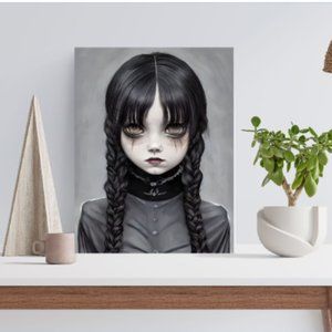 Ominous Presence Graphic of Wednesday Addams Canvas Poster 16" x 24"